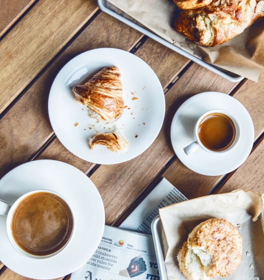 pastries and coffee on a table