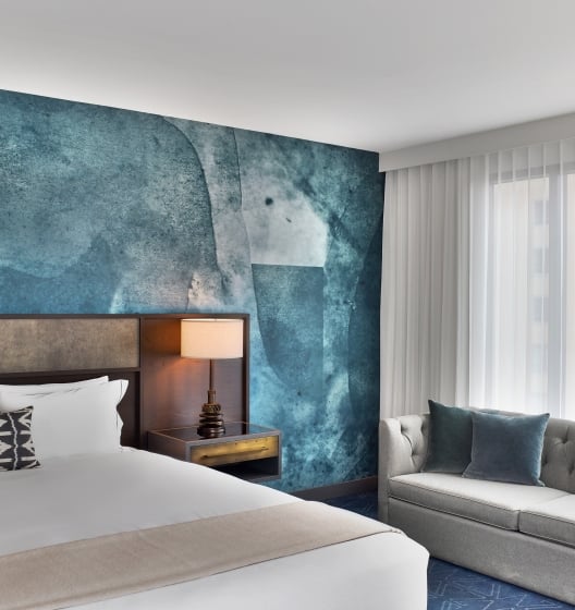 hotel room and couch