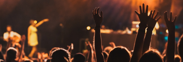 crowd in front of music stage