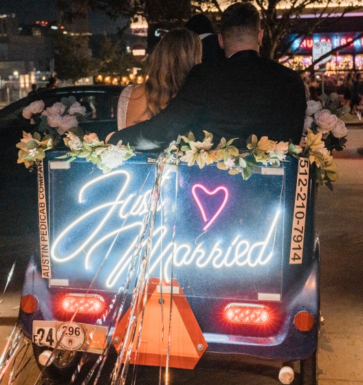 bride and groom just married at hotel van zandt