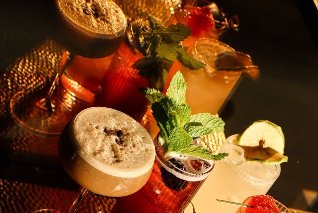 Overhead view of craft cocktails at Geraldine's