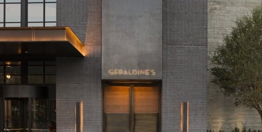 Entrance to Geraldine's restaurant at Hotel Van Zandt in Austin