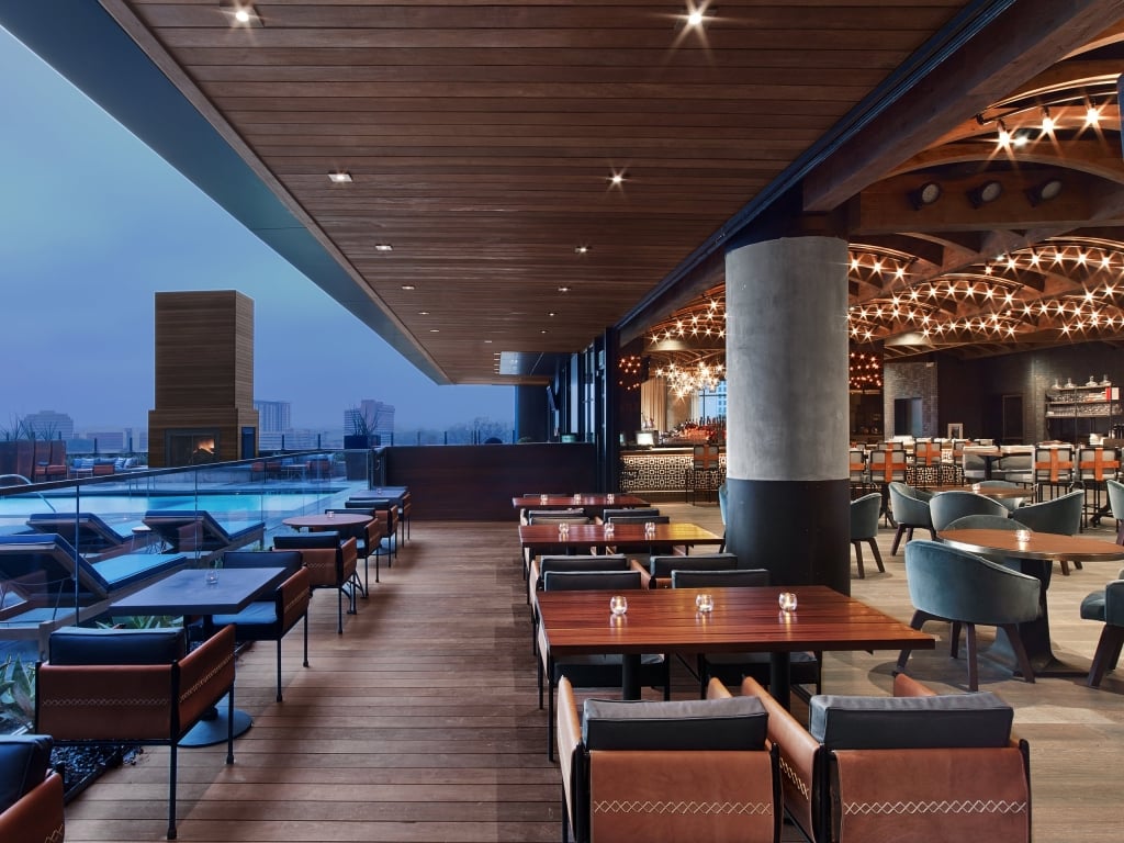 Geraldine's rooftop patio at Hotel Van Zandt